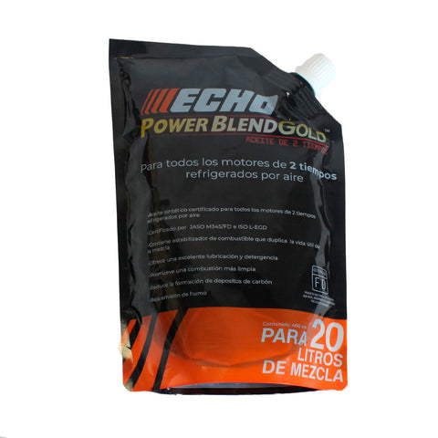 Aceite Echo Power Blend Gold 400ml Pack 50 Unidades Sintético 2 Tiempos JASO FD ISO L-EGD Para 20 Litros de Mezcla