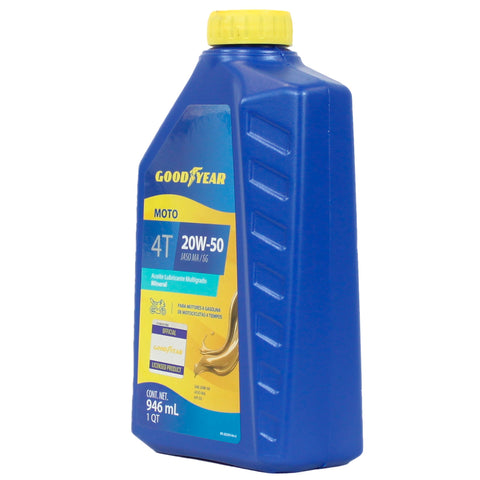 Aceite Goodyear 20W50 4T Moto Mineral 946ml JASO MA SG | Lubricante Motor 4 Tiempos